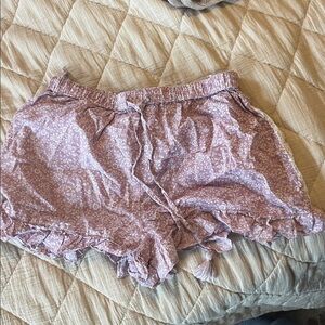 Lilac Floral Ruffle Shorts